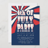 レトロ7月4日赤白・青パーティー 招待状 (正面)