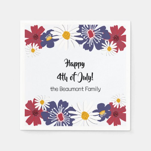 レトロ7月4日4th夏パーティーカクテル スタンダードカクテルナプキン (正面)