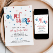 レトロ7月4日BBQパーティの招待状 招待状