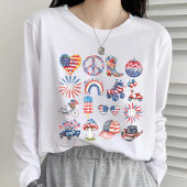 レトロ7月4日Shirt, USA Flag Gift for Her Tシャツ