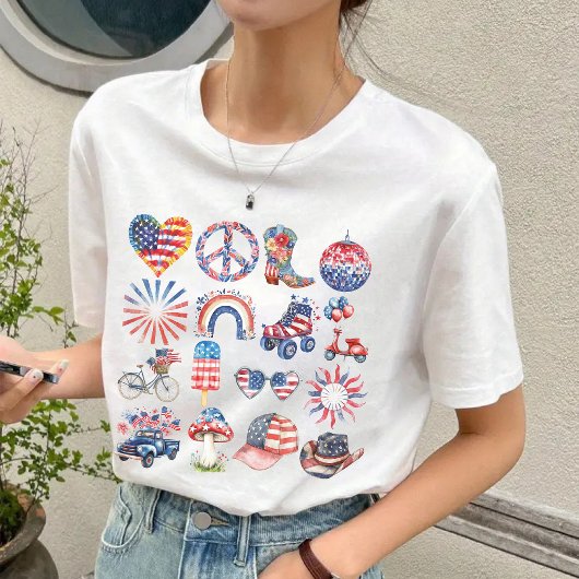 レトロ7月4日Shirt, USA Flag Gift for Her Tシャツ
