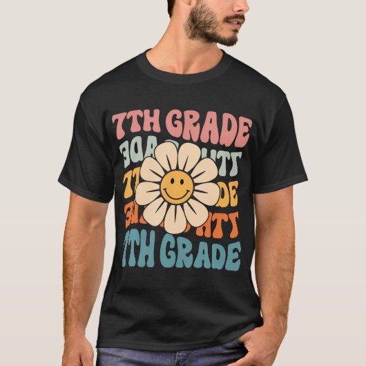 レトロ7級デイジーカラフル新学期 Tシャツ (正面)