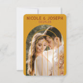 レトロ70のはっきりしたタイポグラフィレインボー結婚アーチズ サンキューカード (裏面)