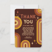 レトロ70のはっきりしたタイポグラフィレインボー結婚アーチズ サンキューカード (正面)