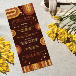 レトロ70のはっきりしたタイポグラフィレインボー結婚アー メニュー