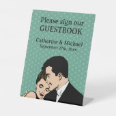 レトロ70のアートポップ・アートの漫画ブックロマンチック結婚ズ 台座サイン (正面)