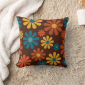 レトロ70のカラフルフローラヒッピパターン（の模様が）あるー クッション (ブランケット)