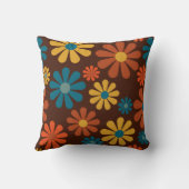 レトロ70のカラフルフローラヒッピパターン（の模様が）あるー クッション (裏面)
