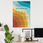 レトロ70のカラフルレインボー結婚の座席表 ポスター (ホームオフィス)