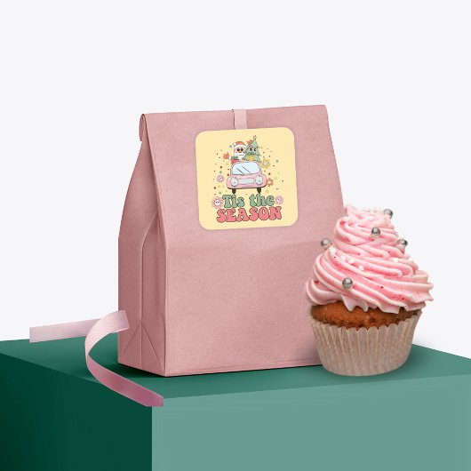 レトロ70のチズザシーズンカワイサンタクロース スクエアシール