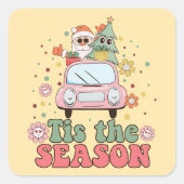 レトロ70のチズザシーズンカワイサンタクロース スクエアシール (正面)