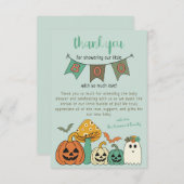 レトロ70のハロウィンリトルブベビーシャワー サンキューカード (正面/裏面)