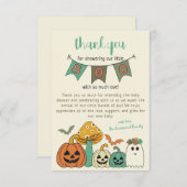 レトロ70のハロウィンリトルブベビーシャワー サンキューカード (正面/裏面)