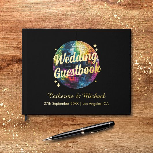 レトロ70のパーティーディスコボールスパークルグラム結婚ズ ゲストブック