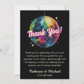 レトロ70のパーティーディスコボールスパークルグラム結婚ズ サンキューカード (正面)