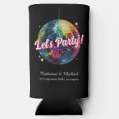 レトロ70のパーティーディスコボールスパークルグラム結婚ズ スリム缶クーラー (裏面)