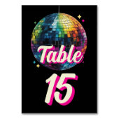 レトロ70のパーティーディスコボールスパークルグラム結婚ズ テーブルナンバー (正面)