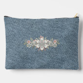 レトロ70のフラワーパワーグリーンホワイト花嫁 アクセサリーポーチ (裏面)