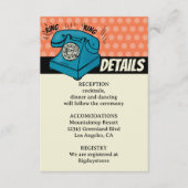 レトロ70のポップ・アートのアート漫画ブック結婚のQRコード エンクロージャーカード (正面)