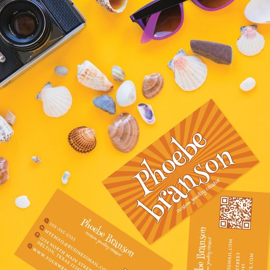 レトロ70のラジアルバーストGroovyタイポグラフィ 名刺