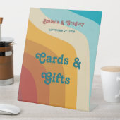 レトロ70のレインボーカラフルウエディングカードギフト 台座サイン (インサイチュ)