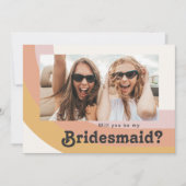 レトロ70のレインボーフォトブライドメイド提案カード 招待状 (正面)