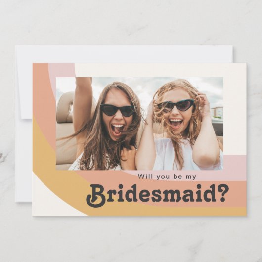 レトロ70のレインボーフォトブライドメイド提案カード 招待状 (正面)