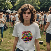 レトロ70のレインボー結婚ラブバグブライダルパーティ Tシャツ