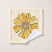 レトロ70のヴィンテージフローラオレンジバスタオオルセット バスタオルセット (ウォッシュタオル)