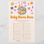 レトロ70の名前レース赤ちゃんシャワーゲーム活動 便箋 (正面)