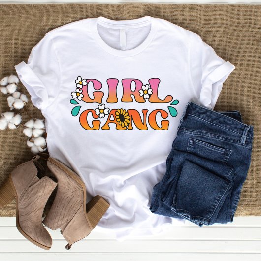 レトロ70の女の子集団女性の基本Tシャツ Tシャツ