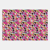 レトロ70の幾何学模様のサイケデリック色 ラッピングペーパーシート (正面3)