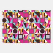 レトロ70の幾何学模様のサイケデリック色 ラッピングペーパーシート (正面)