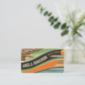 レトロ70の幾何形状ヴィンテージの色 名刺 (スタンド正面)