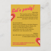 レトロ70の明るい黄色、オレンジ、ピンク結婚色 出欠カード (正面)