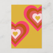 レトロ70の明るい黄色、オレンジ、ピンク結婚色 出欠カード (裏面)