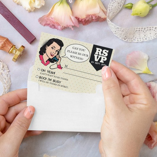 レトロ70の漫画ブックアーポップ・アートのトおもしろい結婚ズ 出欠カード