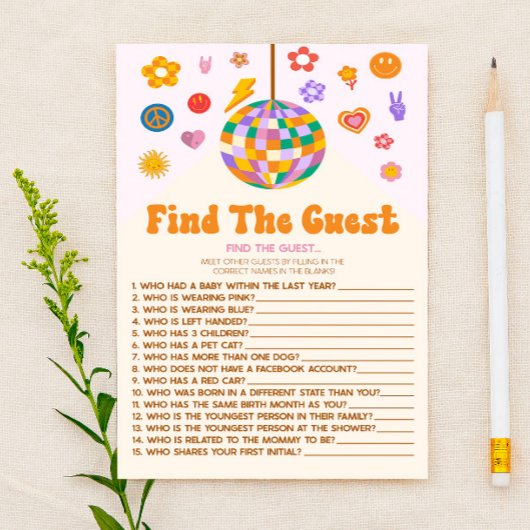 レトロ70のGroovyゲストベビーシャワーゲームを見つける 便箋