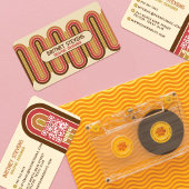 レトロ70のGroovyレインボーアーチストライプデザイン 名刺