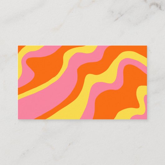レトロ70ガーリーsイエローピンクカラフル抽象芸術 名刺 (裏面)