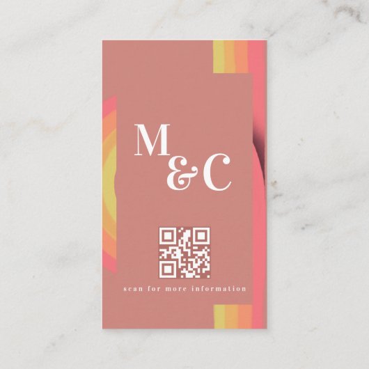 レトロ70ストライプ年代結婚の エンクロージャーカード (裏面)