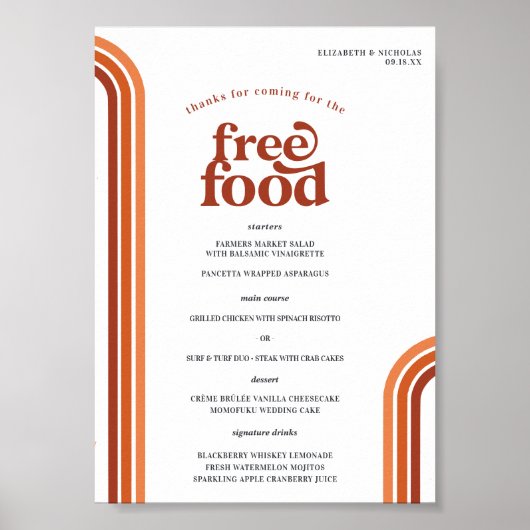 レトロ70ストライプ年代 |のメ結婚ニュー ポスター (正面)