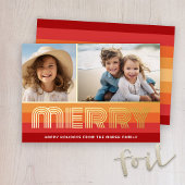 レトロ70ストライプsゴールデンレッドカラー – 2枚の写真 箔シーズンカード