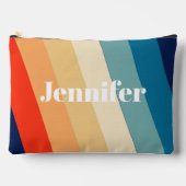 レトロ70ストライプsパーソナライズされた名 アクセサリーポーチ (正面)