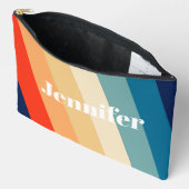レトロ70ストライプsパーソナライズされた名 アクセサリーポーチ (見開き)