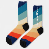 レトロ70ストライプsパーソナライズされた名 ソックス (左)