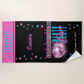 レトロ70ズネオンルックディスコボールバチェロレッテ ビーチタオル (正面)