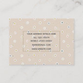 レトロ70ズホワイトデイジーフラワーズボホクリームデザイン 名刺 (裏面)