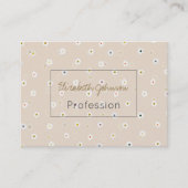 レトロ70ズホワイトデイジーフラワーズボホクリームデザイン 名刺 (正面)