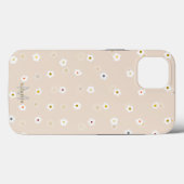 レトロ70ズホワイトデイジーフラワーズボホクリームデザイン Case-Mate iPhoneケース (裏面 (横))